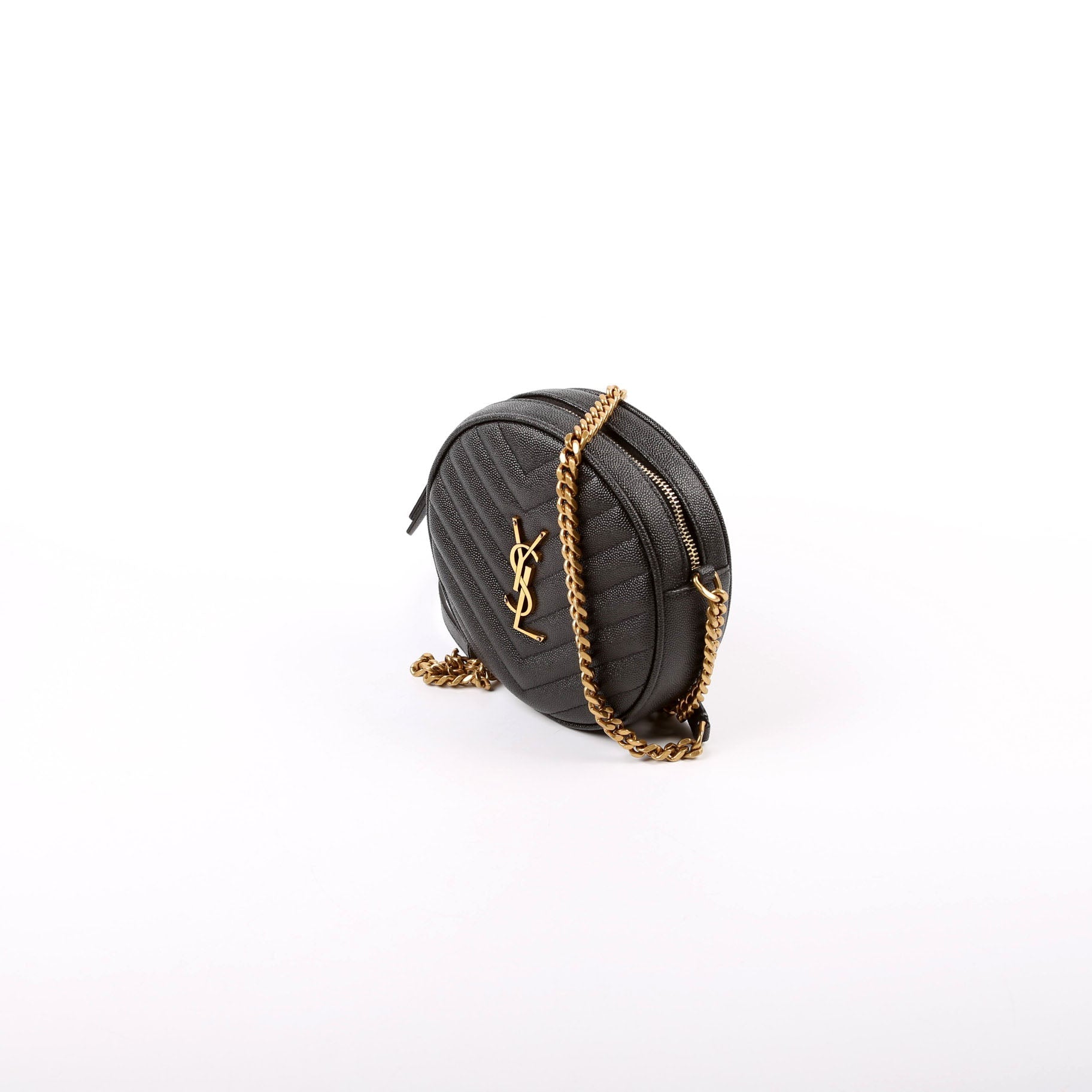 YSL Saint Laurent Grain De Round Camera Bag Black Travel Bag