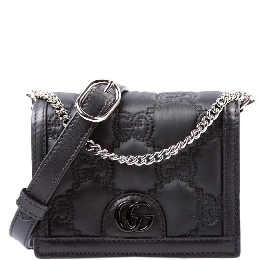 Gucci GG Enamel Nylon Black Mini Chain Travel Bag