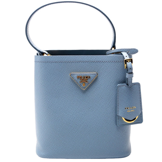 Prada Saffiano Cuir Panier Bag Blue Small Travel Bag