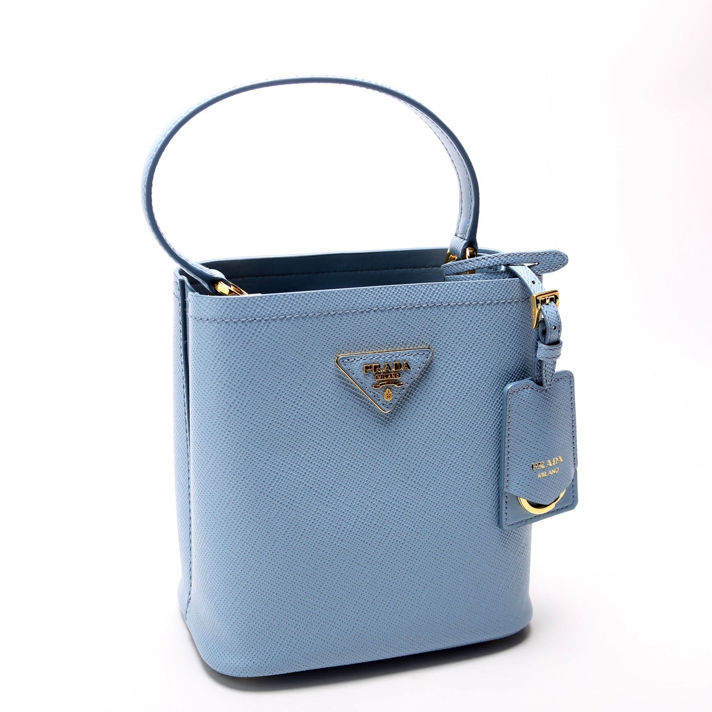 Prada Saffiano Cuir Panier Bag Blue Small Travel Bag