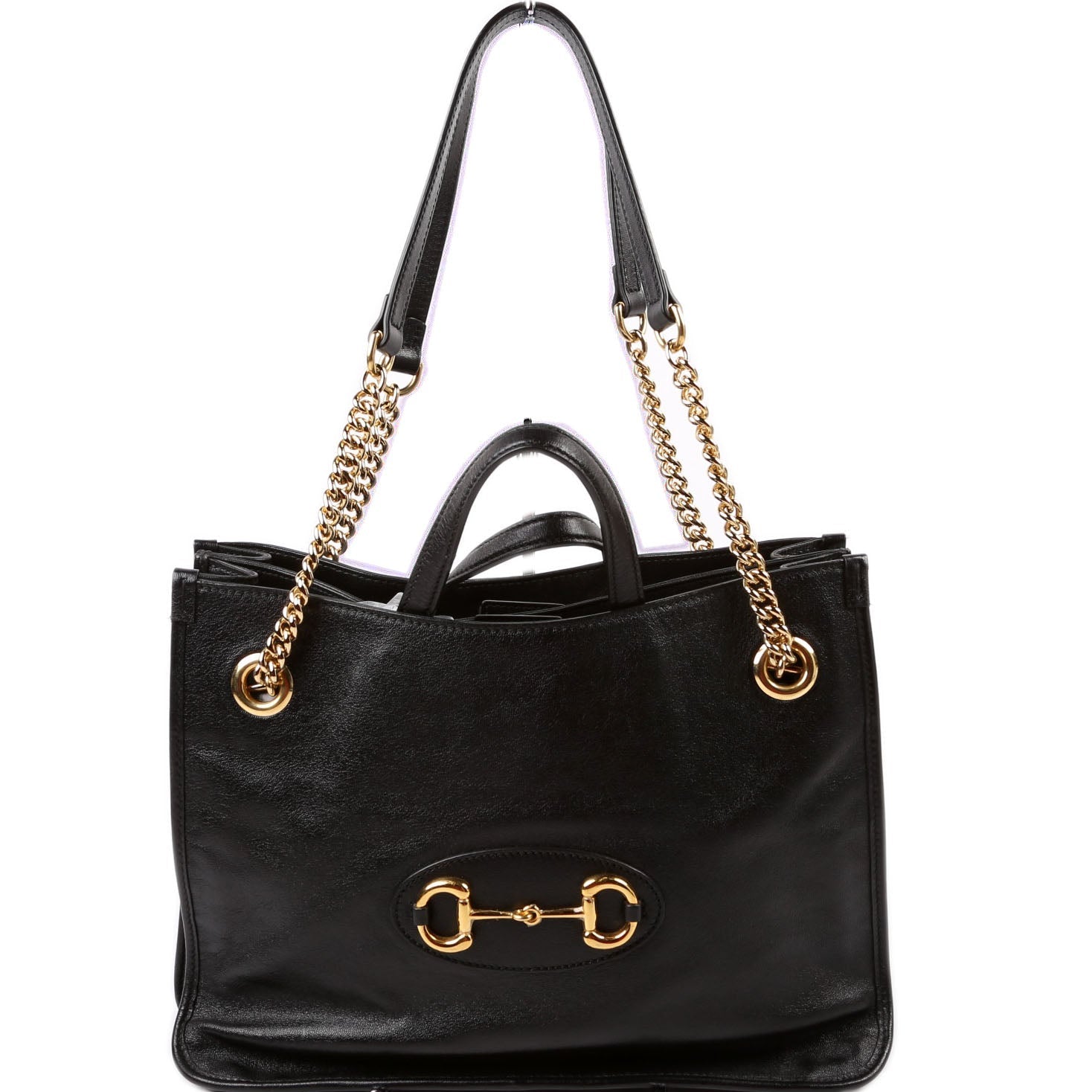 Gucci Horsebit Leather Black Large Tote Bag