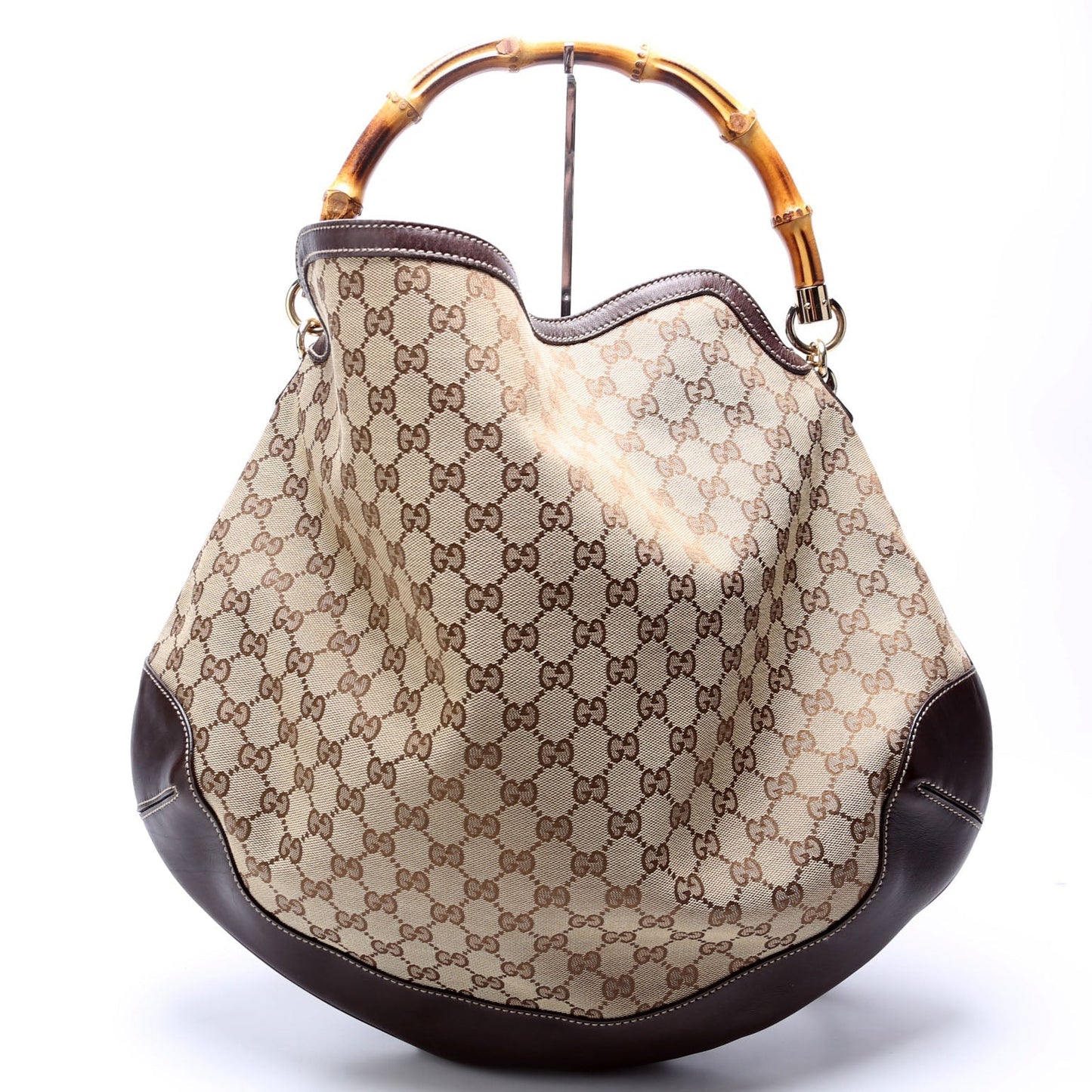 Gucci GG Peggy Bamboo Canvas Brown Shoulder Bag