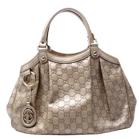 Gucci Sukey GG Leather Gold Medium Travel Bag