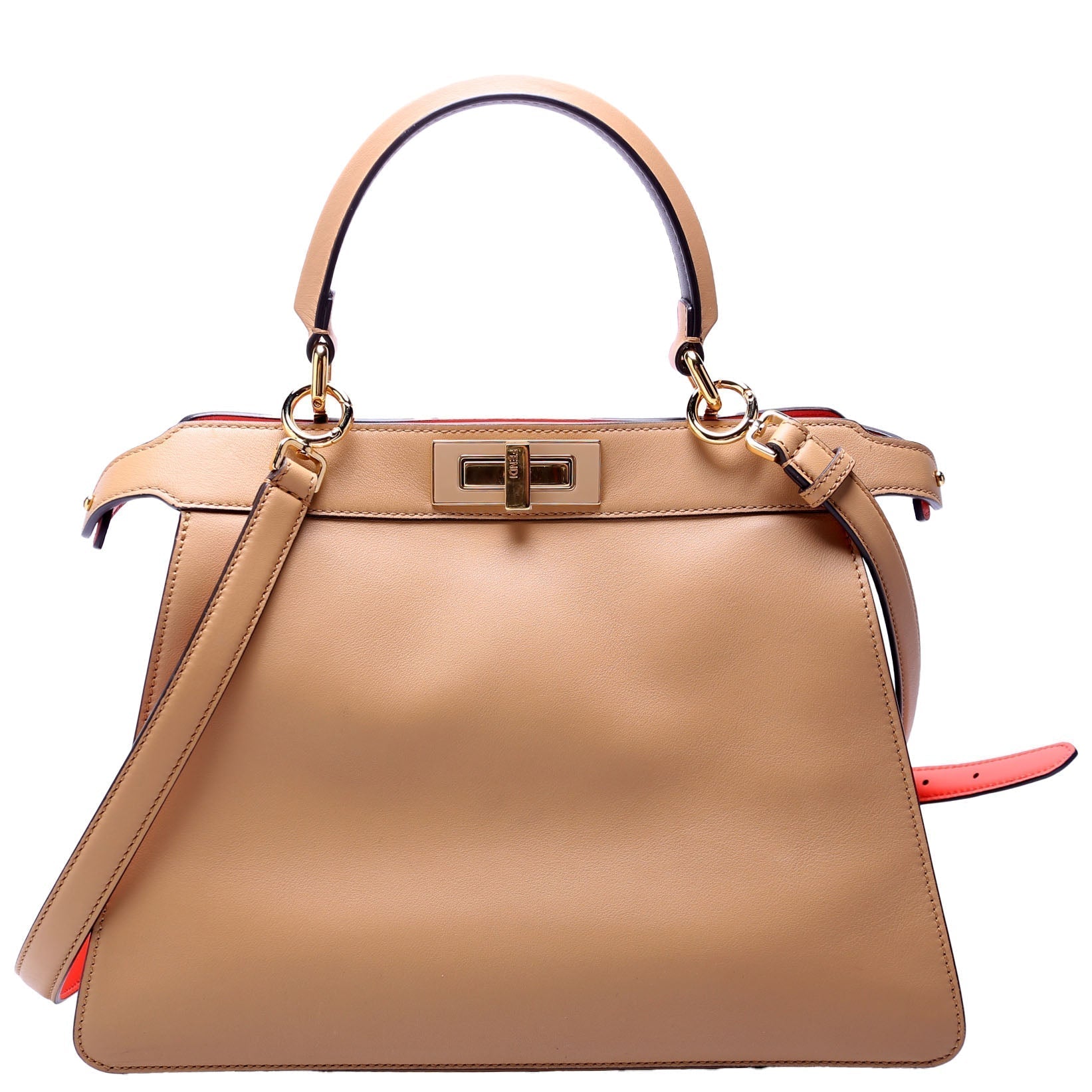 Fendi 8Bn321 Peekaboo Isseu Bag Leather Vitello Medium Travel Bag