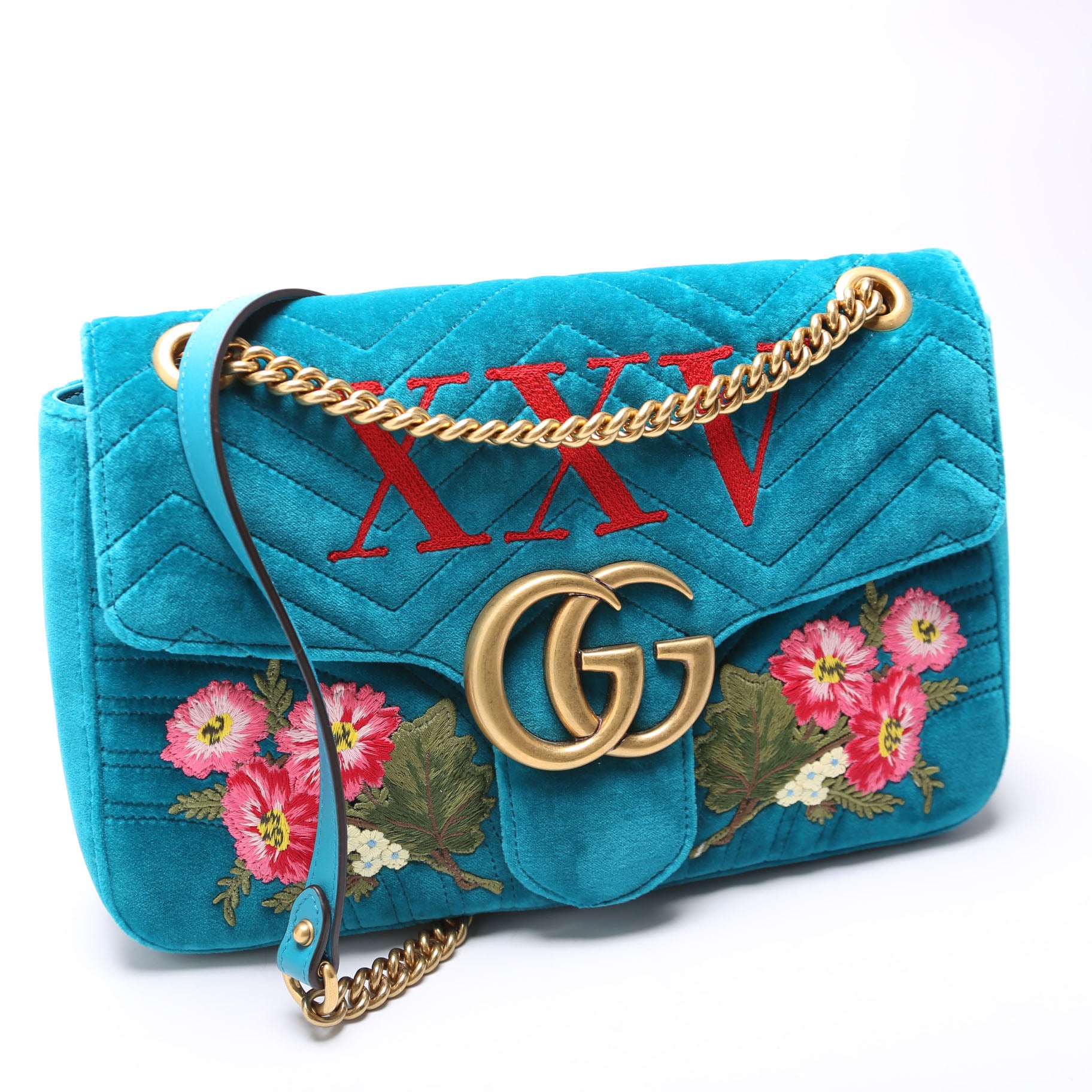 Gucci 110th Anniversary XXV Marmont Velvet Medium Shoulder Bag