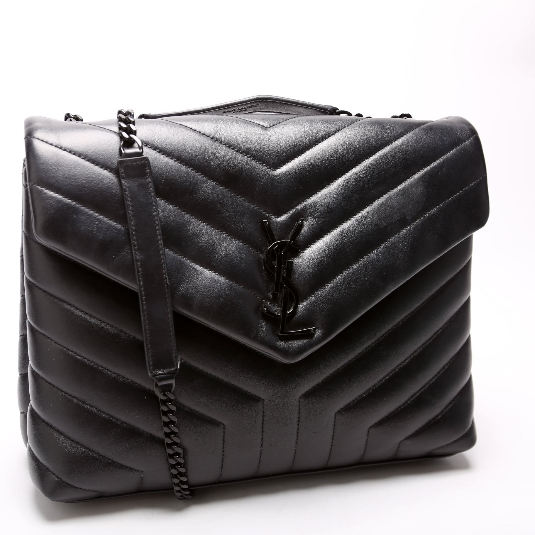 YSL Saint Laurent Loulou Bag Quilted Black Medium Travel Bag Quilted 574946 Black
