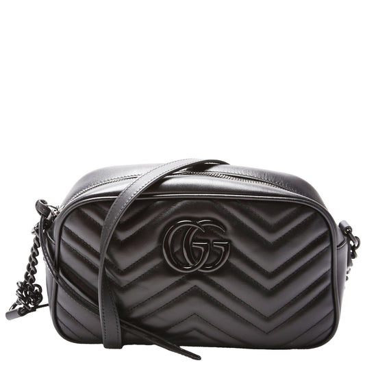 Gucci Marmont Camera Leather Black Small Travel Bag Black 5