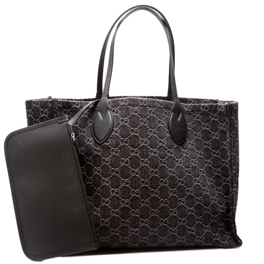 Gucci Summer Denim Black Large Tote Bag