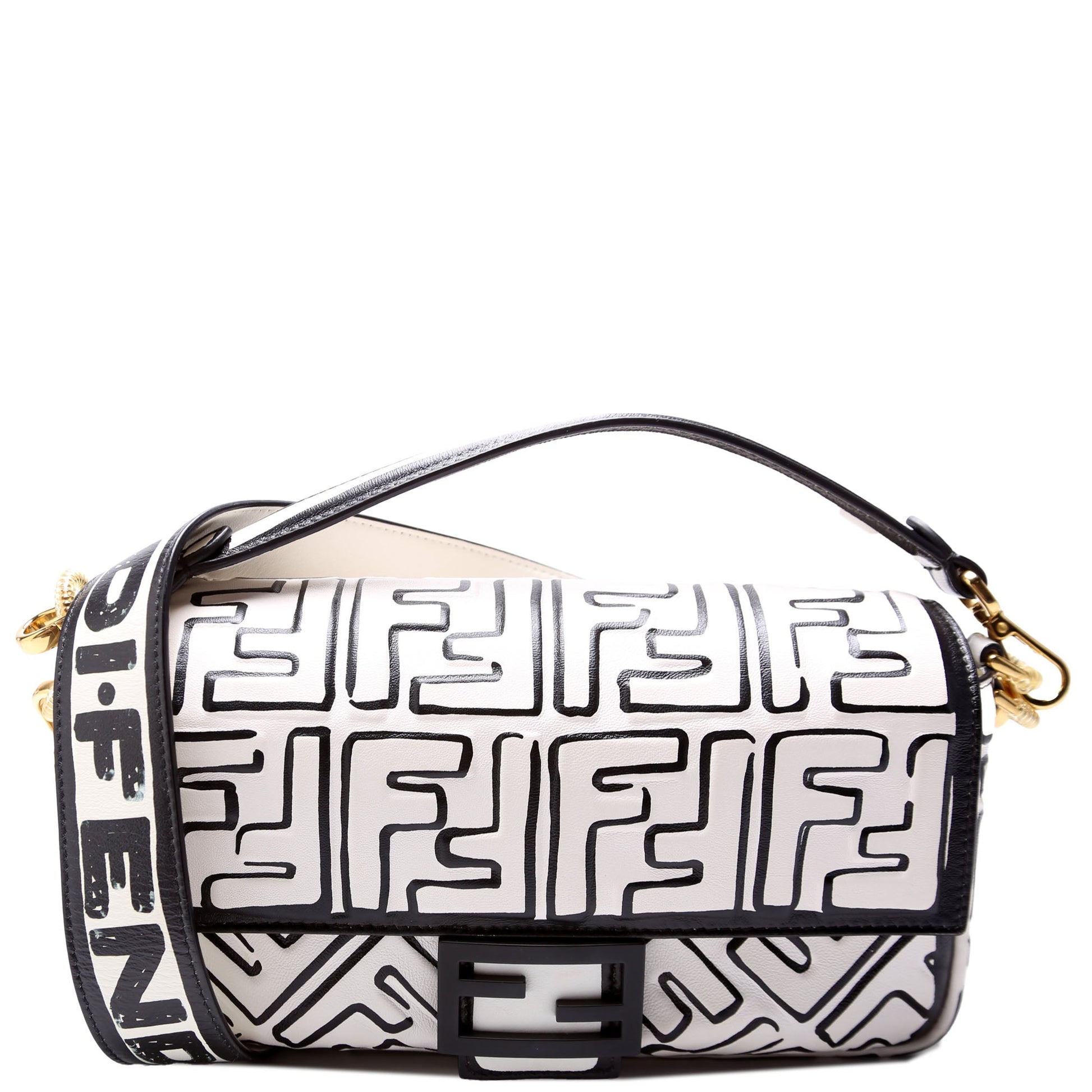 Fendi 8Br600 Joshua Videsuette Bag Black White Travel Bag