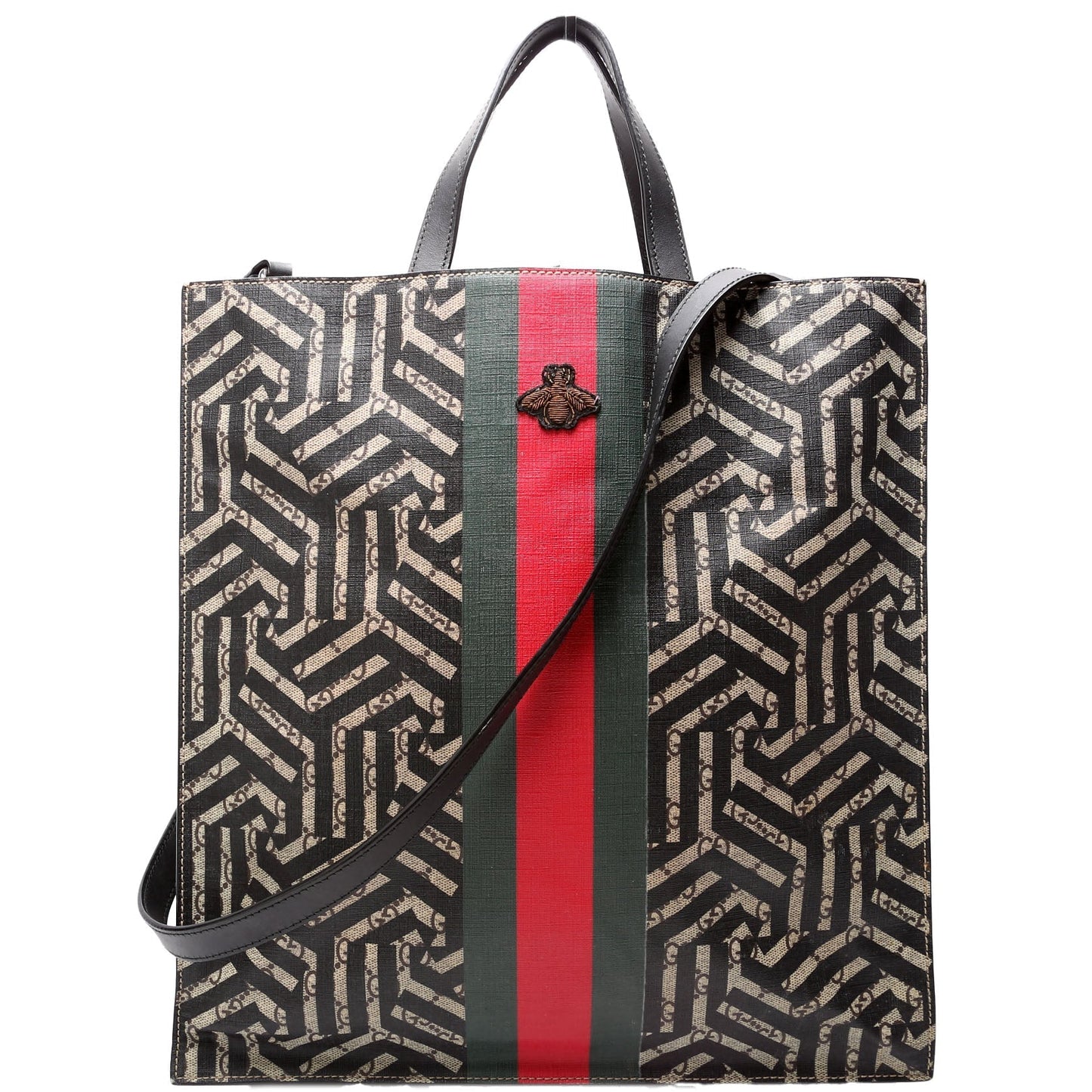 Gucci Soft GG Supreme Caleido Web Black Beige Tote Bag