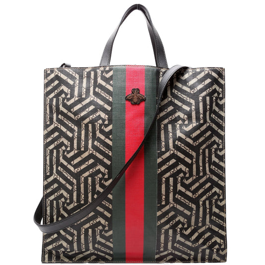 Gucci Soft GG Supreme Caleido Web Black Beige Tote Bag