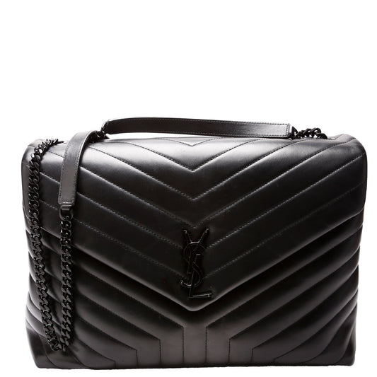 YSL Saint Laurent Loulou Satchel Bag Black Large