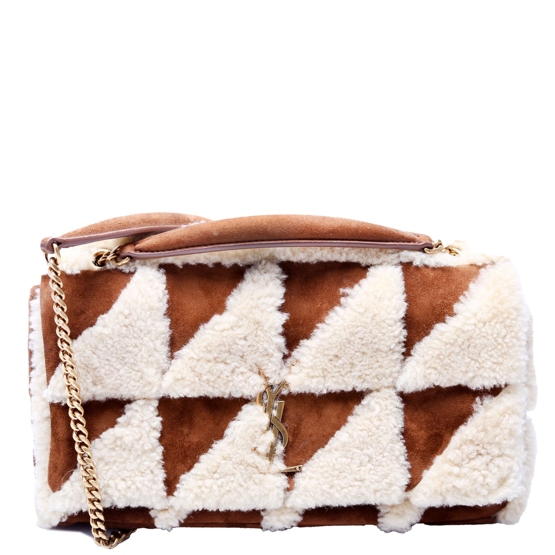 YSL Saint Laurent Saint Laurent Shearling Patchwork Jamie Bag Medium Travel Bag