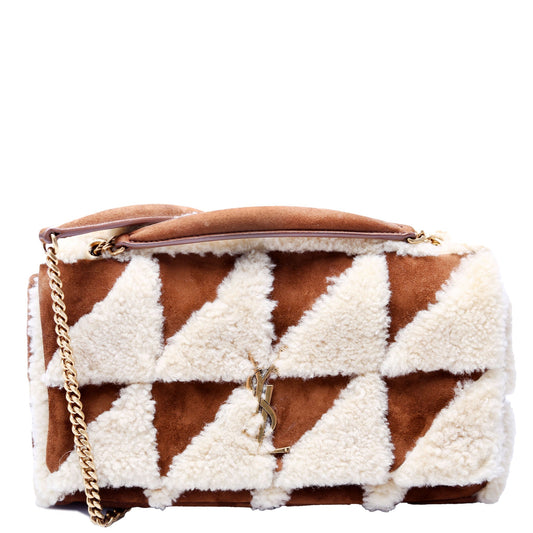 YSL Saint Laurent Saint Laurent Shearling Patchwork Jamie Bag Medium Travel Bag