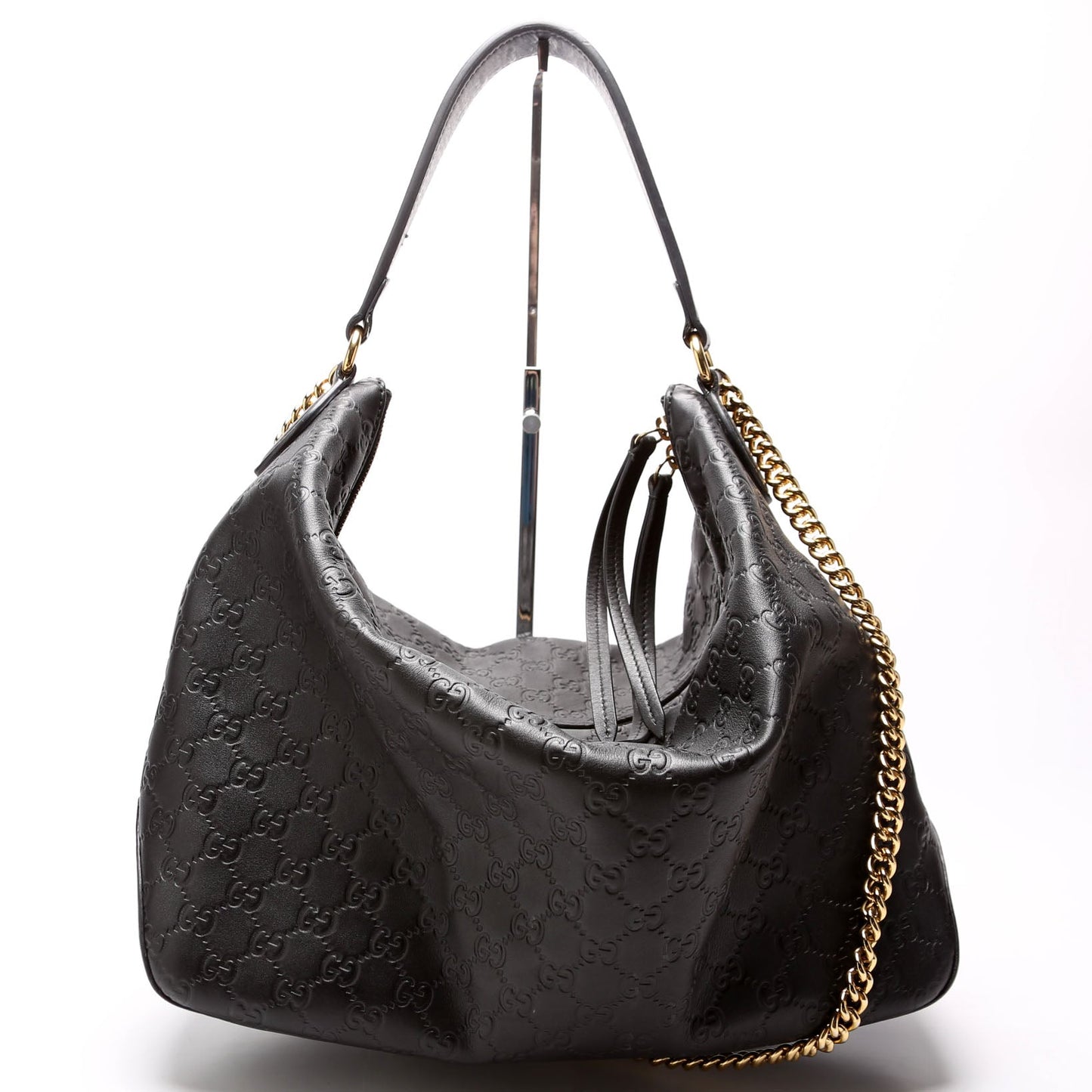 Gucci Guccissima Black Shoulder Bag Hobo Black