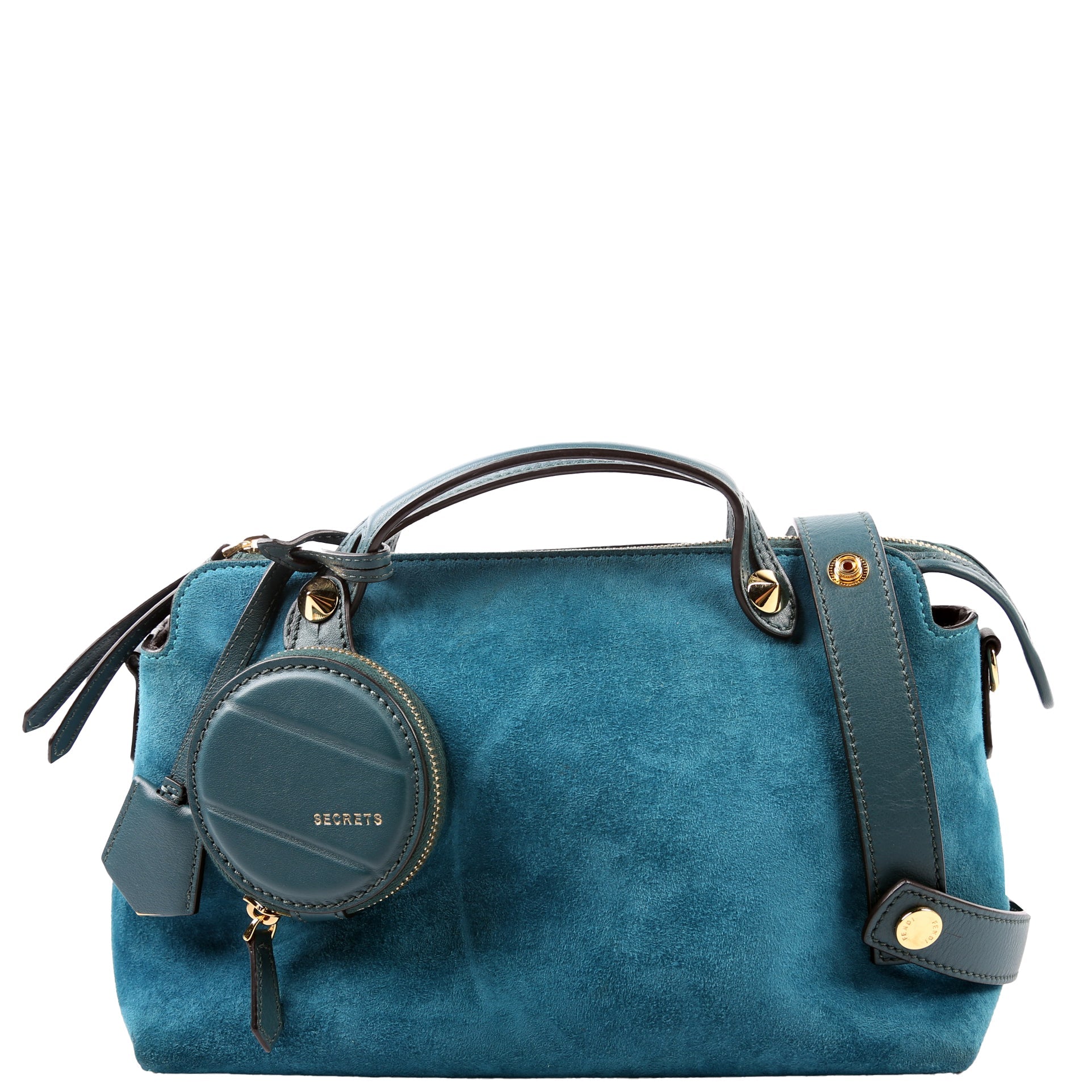 Fendi 8Bl124 By The Way Coin Pocket Teal Bag Suede Medium Travel Bag