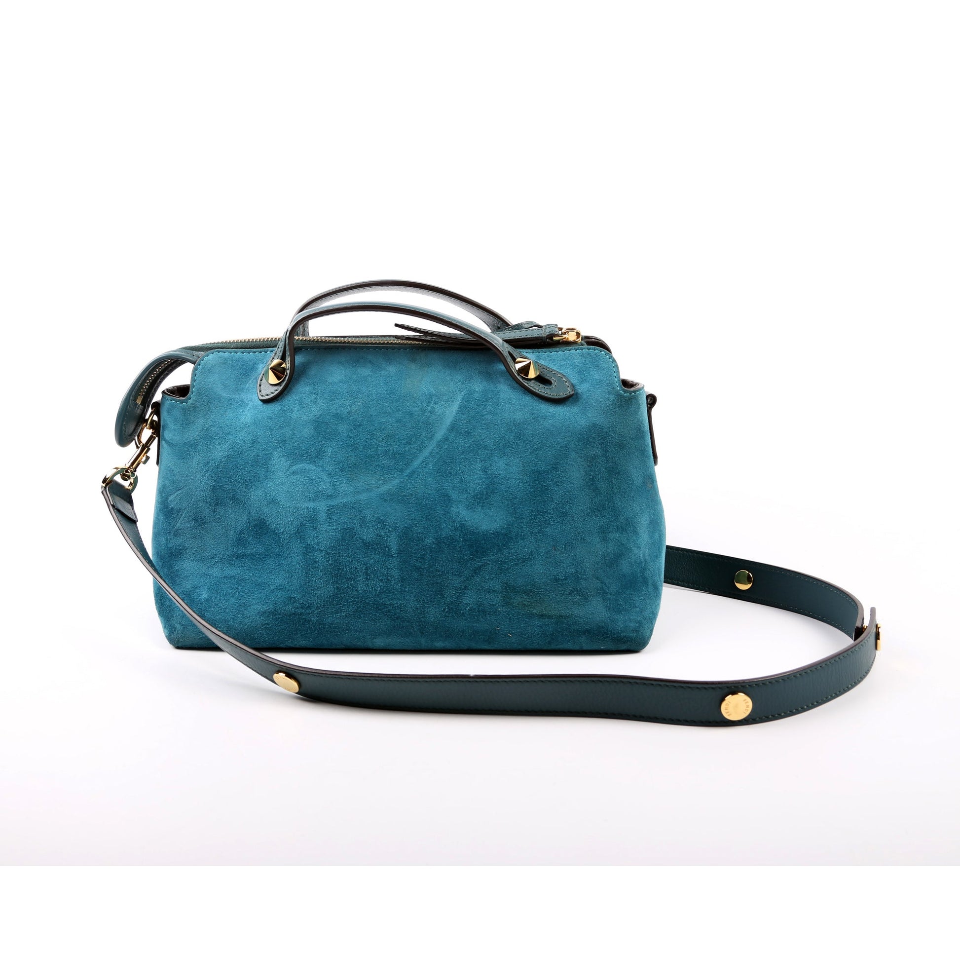 Fendi 8Bl124 By The Way Coin Pocket Teal Bag Suede Medium Travel Bag