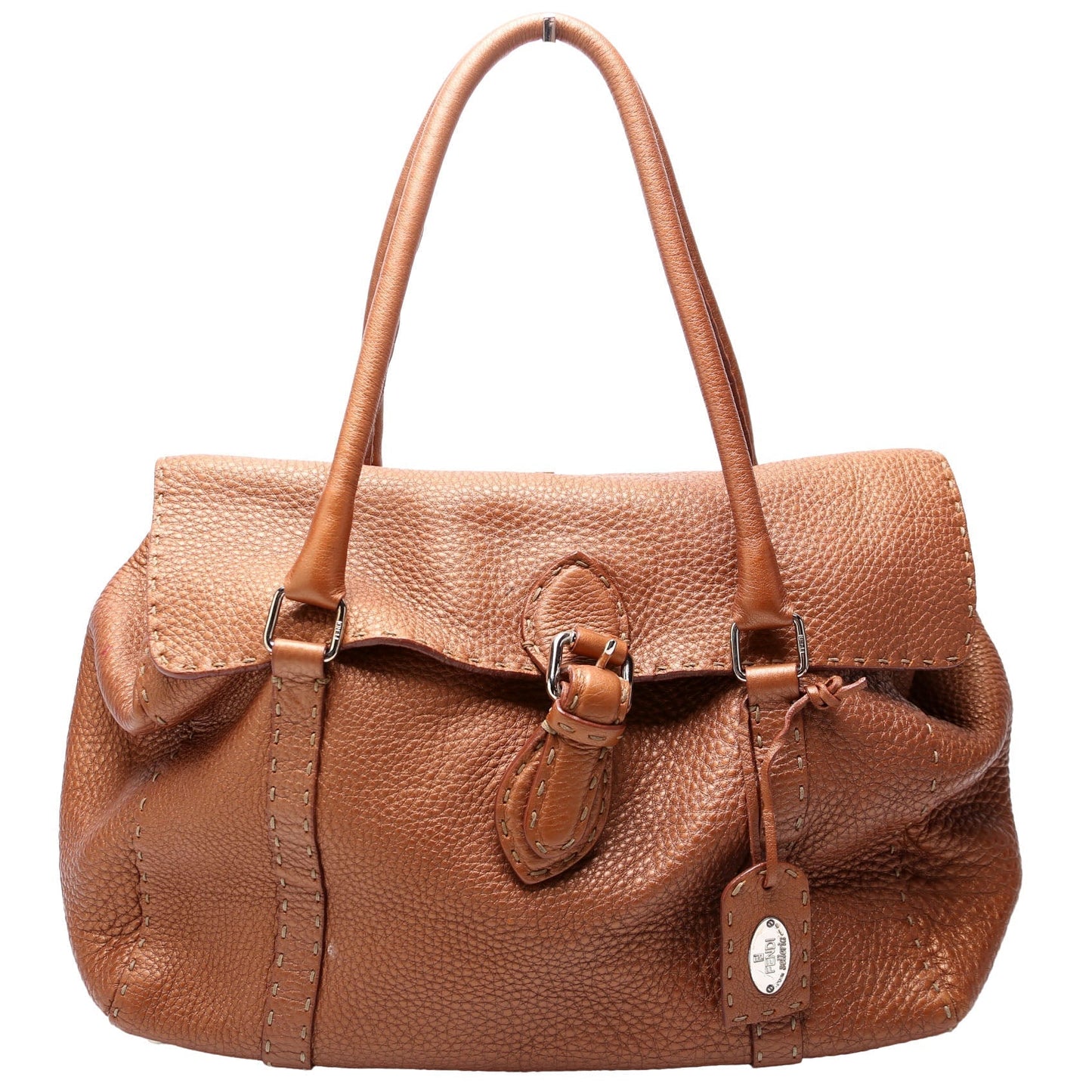 Fendi 8Br487 Linda Selleria Bag Leather Brown Medium Travel Bag