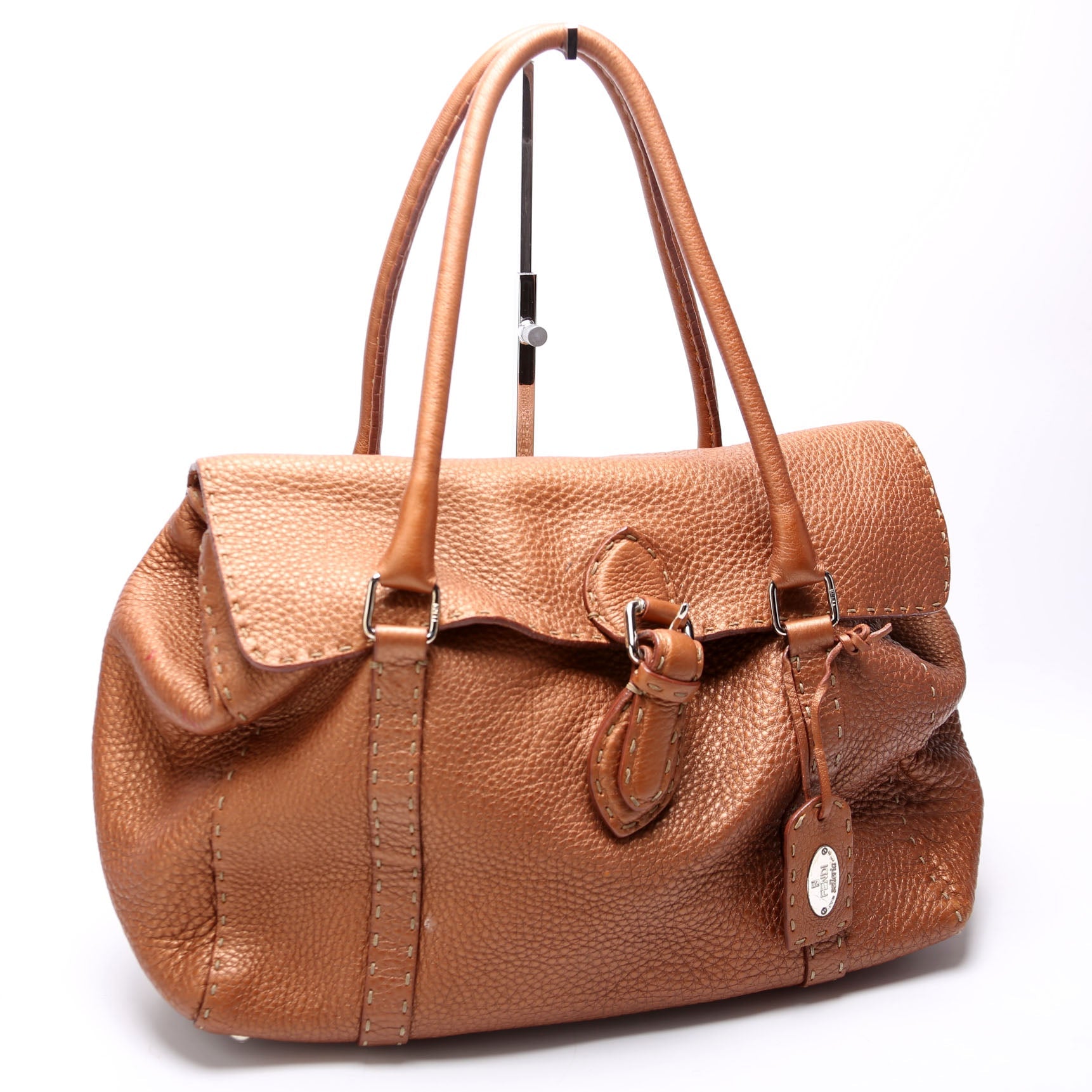 Fendi 8Br487 Linda Selleria Bag Leather Brown Medium Travel Bag