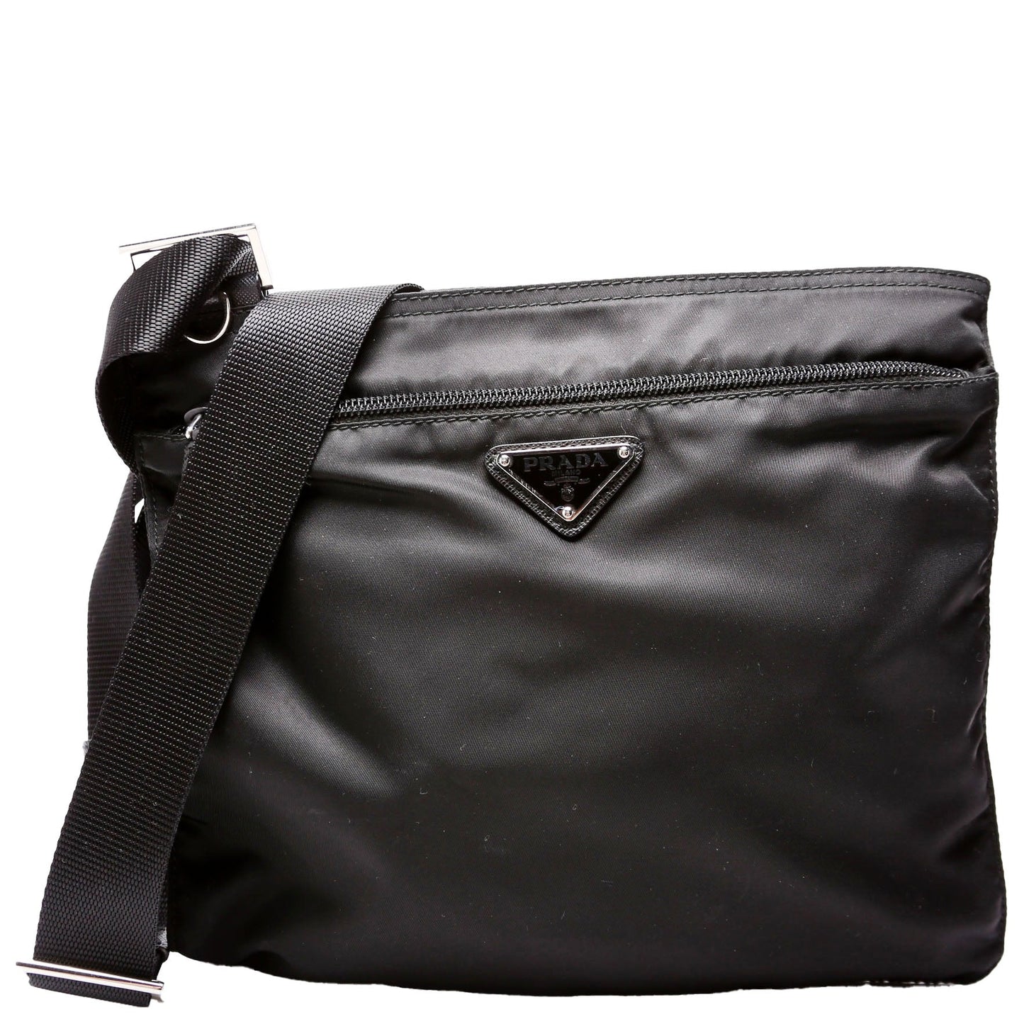 Prada Flat Messenger Bag Nylon Black Shoes