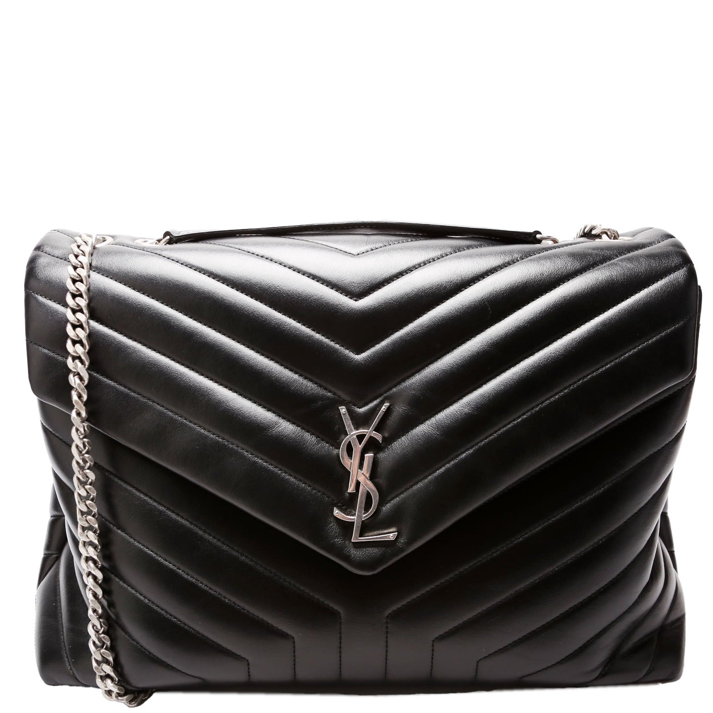 YSL Saint Laurent Loulou Satchel Bag Black Large 574947 Black 1