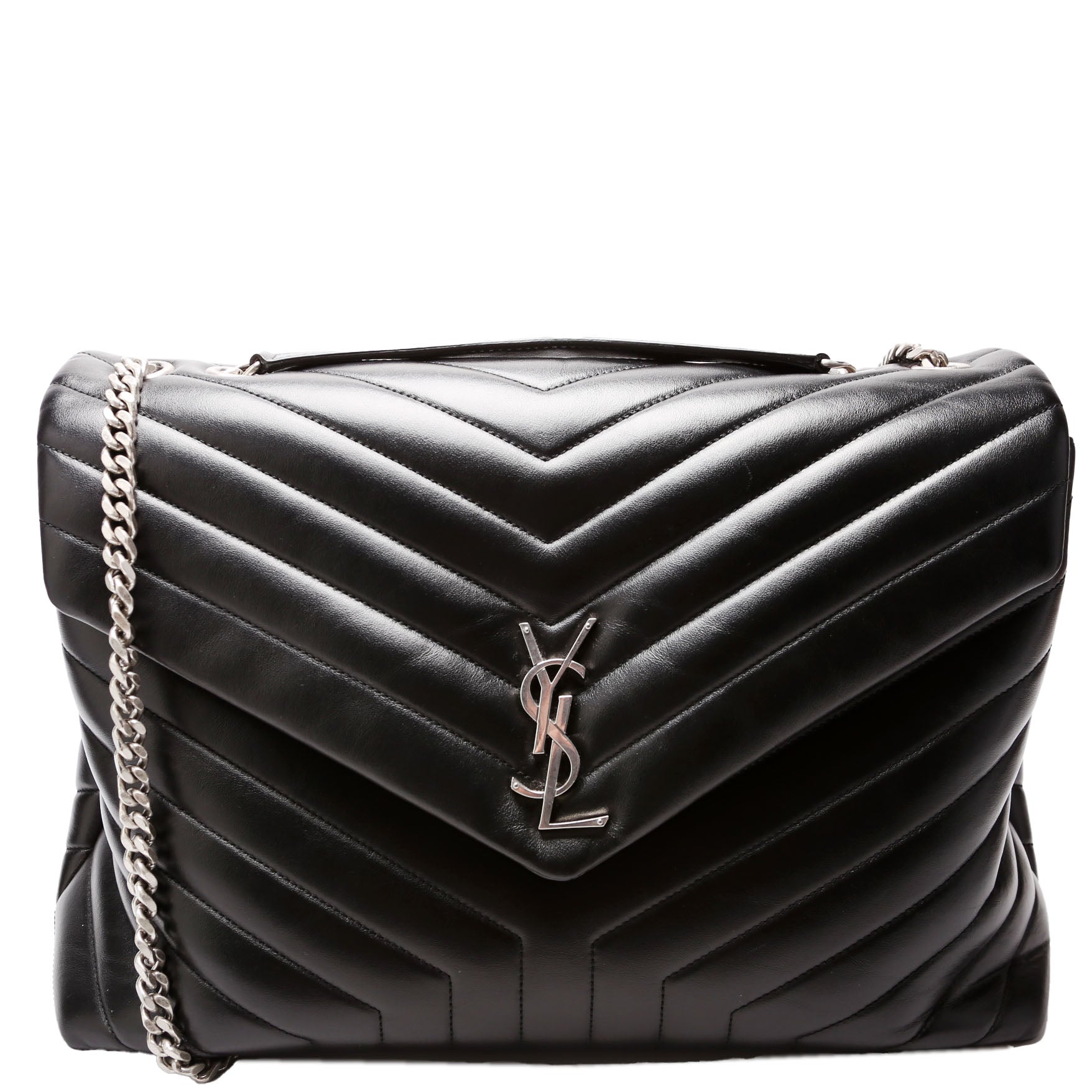 YSL Saint Laurent Loulou Satchel Bag Black Large 574947 Black 1