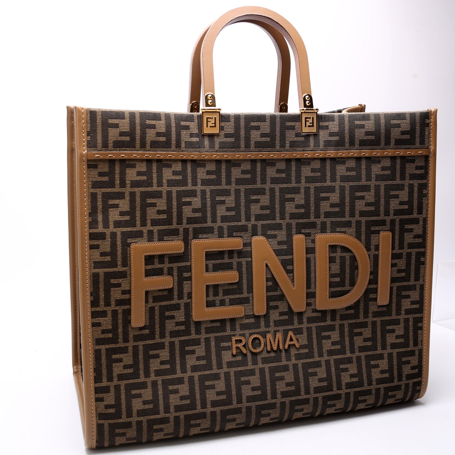 Fendi 8Bh372 Ff Jacquard Sunshine Shopper Bag Large Travel Bag