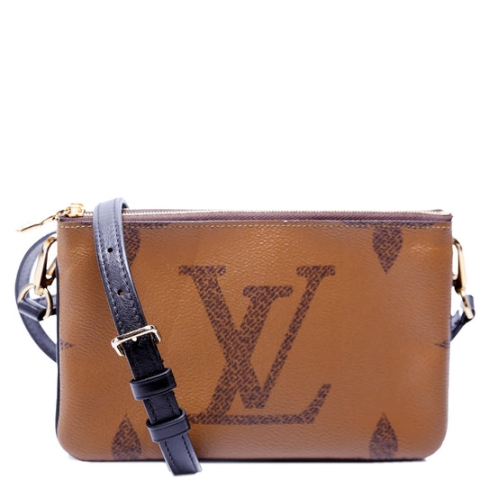 Louis Vuitton Double Zip Pochette Giant Reverse Monogram Clutch Bag Monogram 6