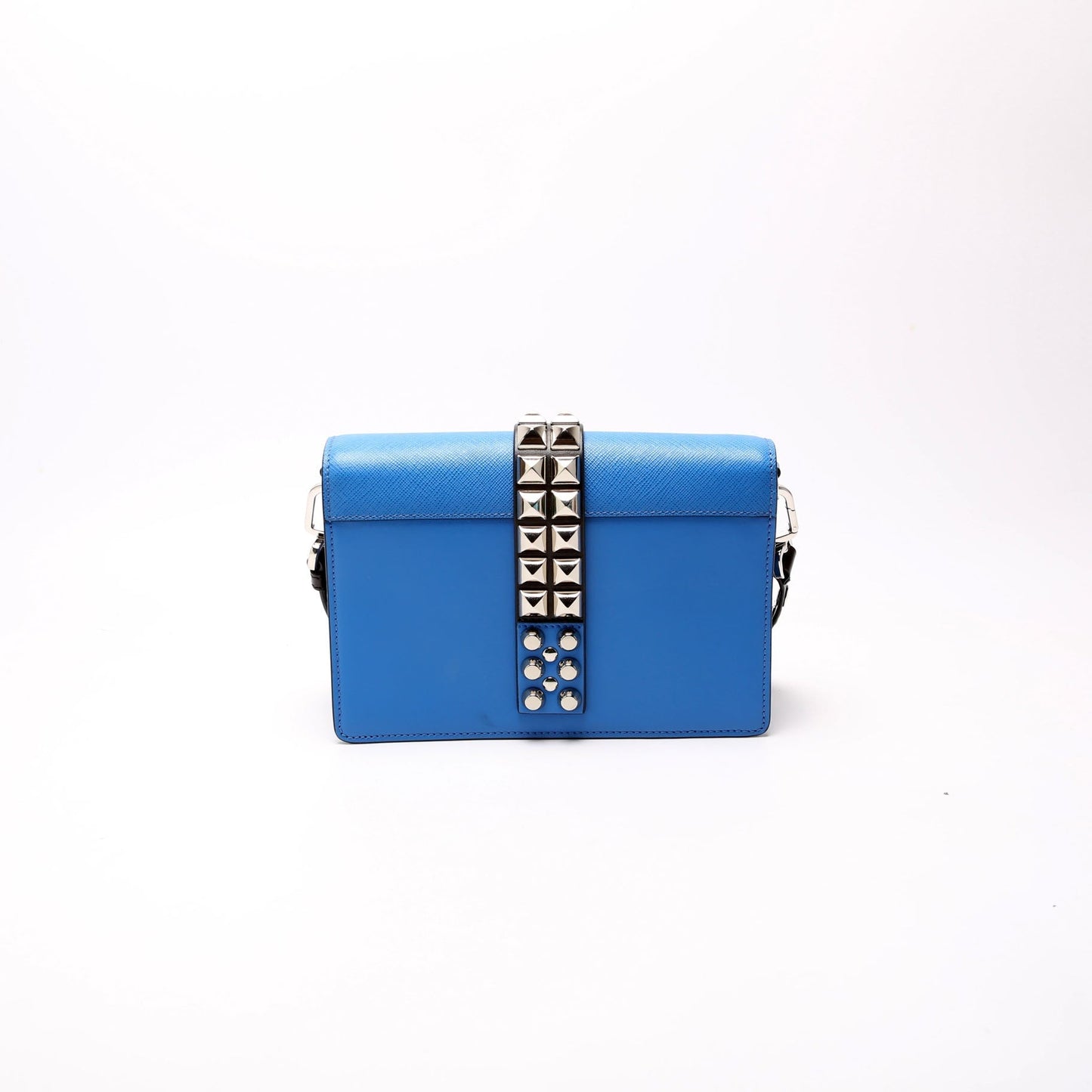 Prada City Studded Crossbody Calfskin Bag Blue Crossbody Bag