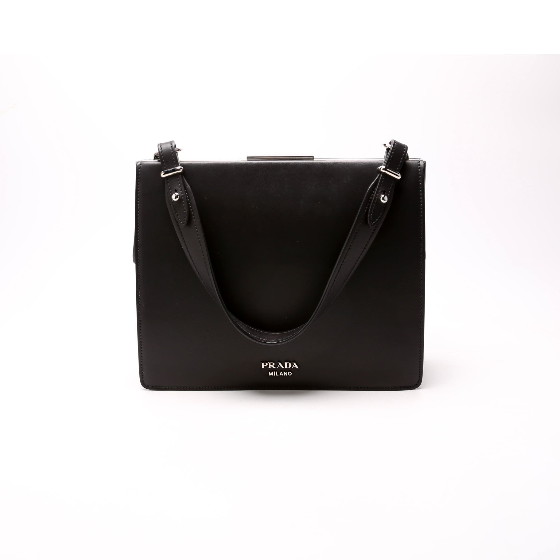 Prada City Calfskin Palm Tree Print Frame Bag Travel Bag