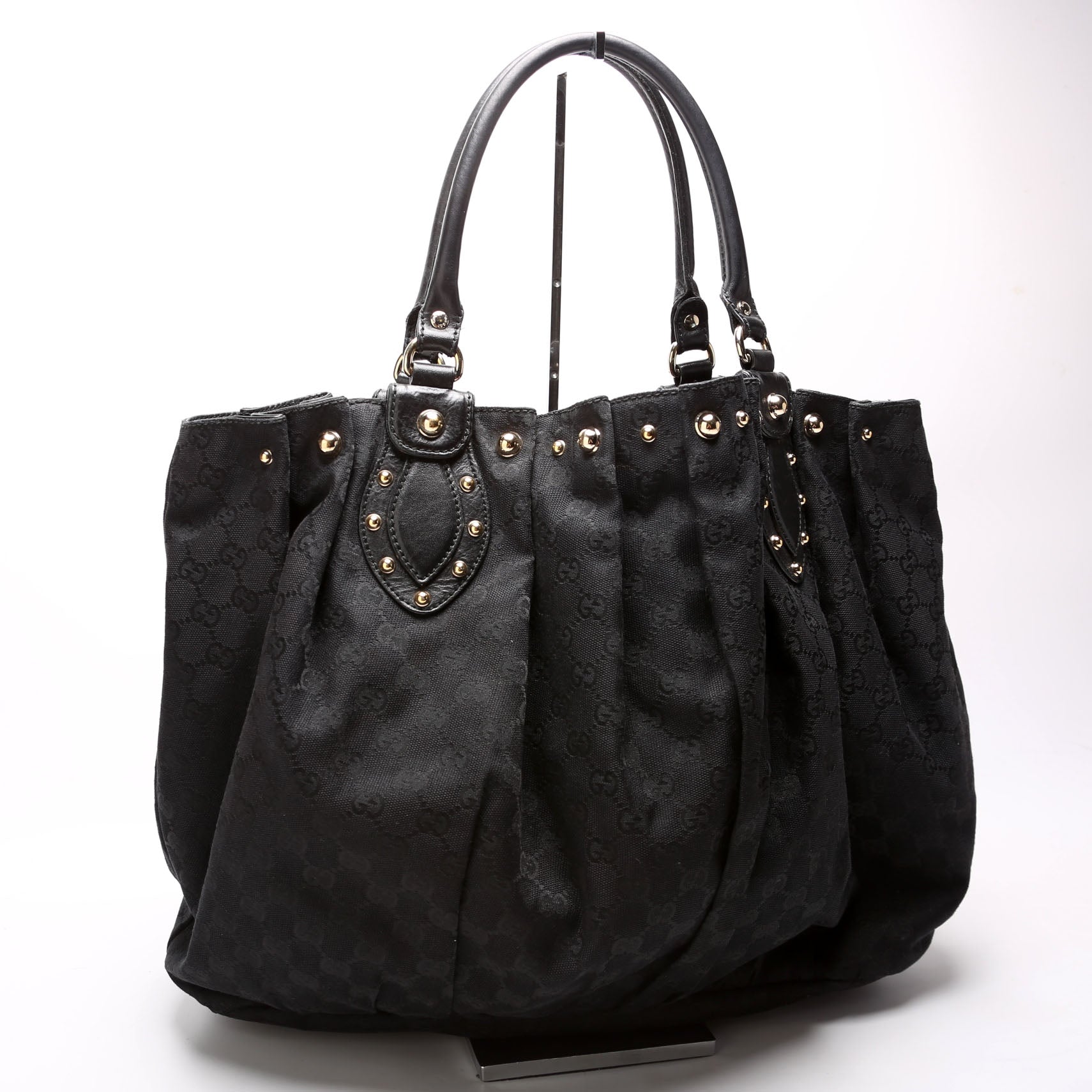 Gucci GG Studded Pelham Canvas Black Large Tote Bag