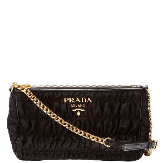 Prada Tessuto Gaufre Crossbody Bag Nylon Black Black Bag
