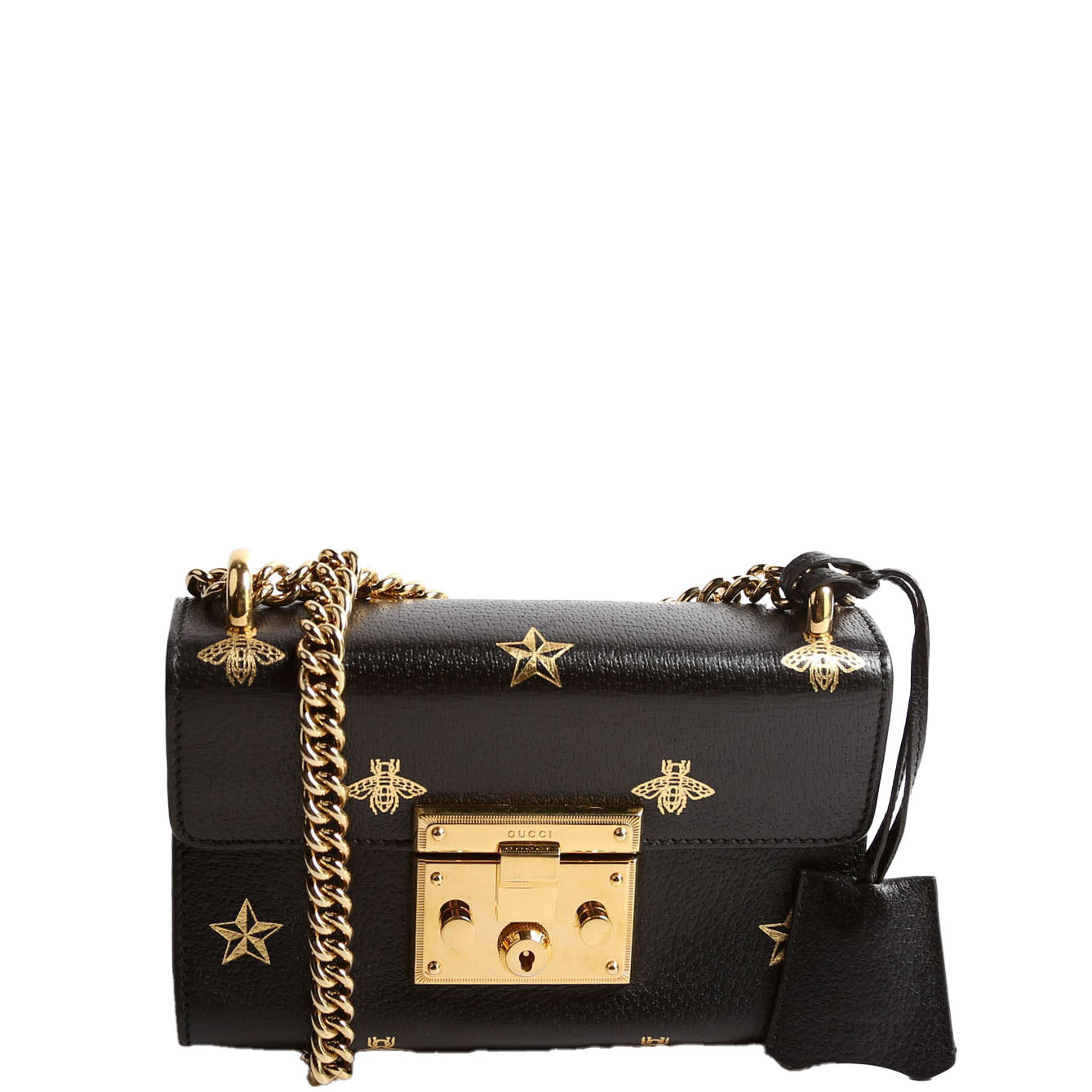 Gucci Padlock Bee Star Leather Small Travel Bag