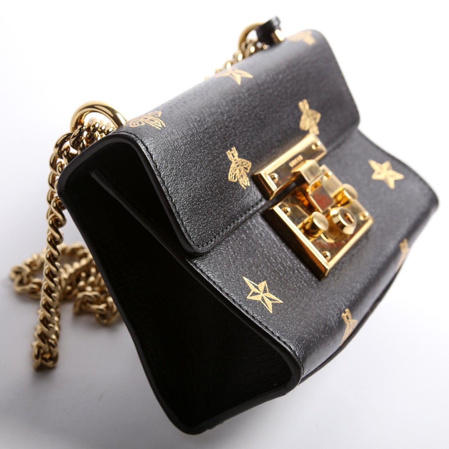 Gucci Padlock Bee Star Leather Small Travel Bag