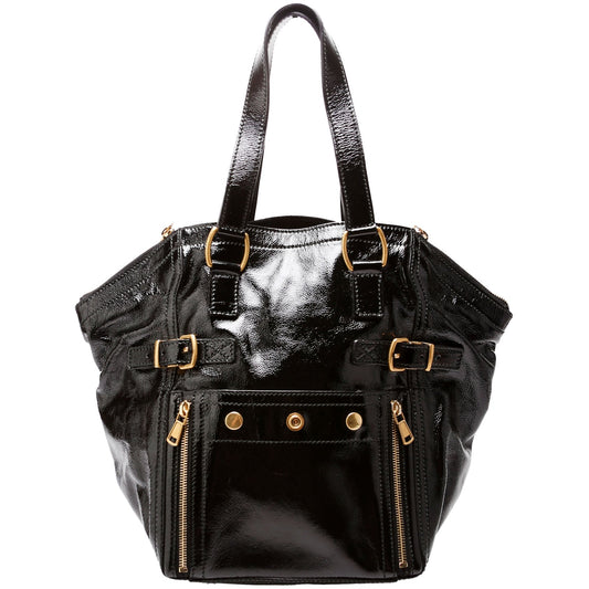 YSL Saint Laurent Saint Laurent Downtown Patent Tote Bag Leather Black