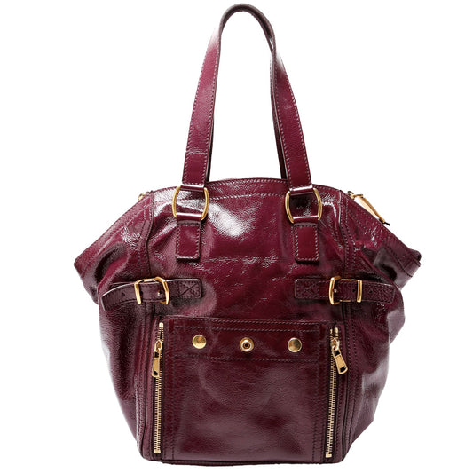 YSL Saint Laurent Saint Laurent Downtown Patent Tote Purple Bag Leather Tote Bag