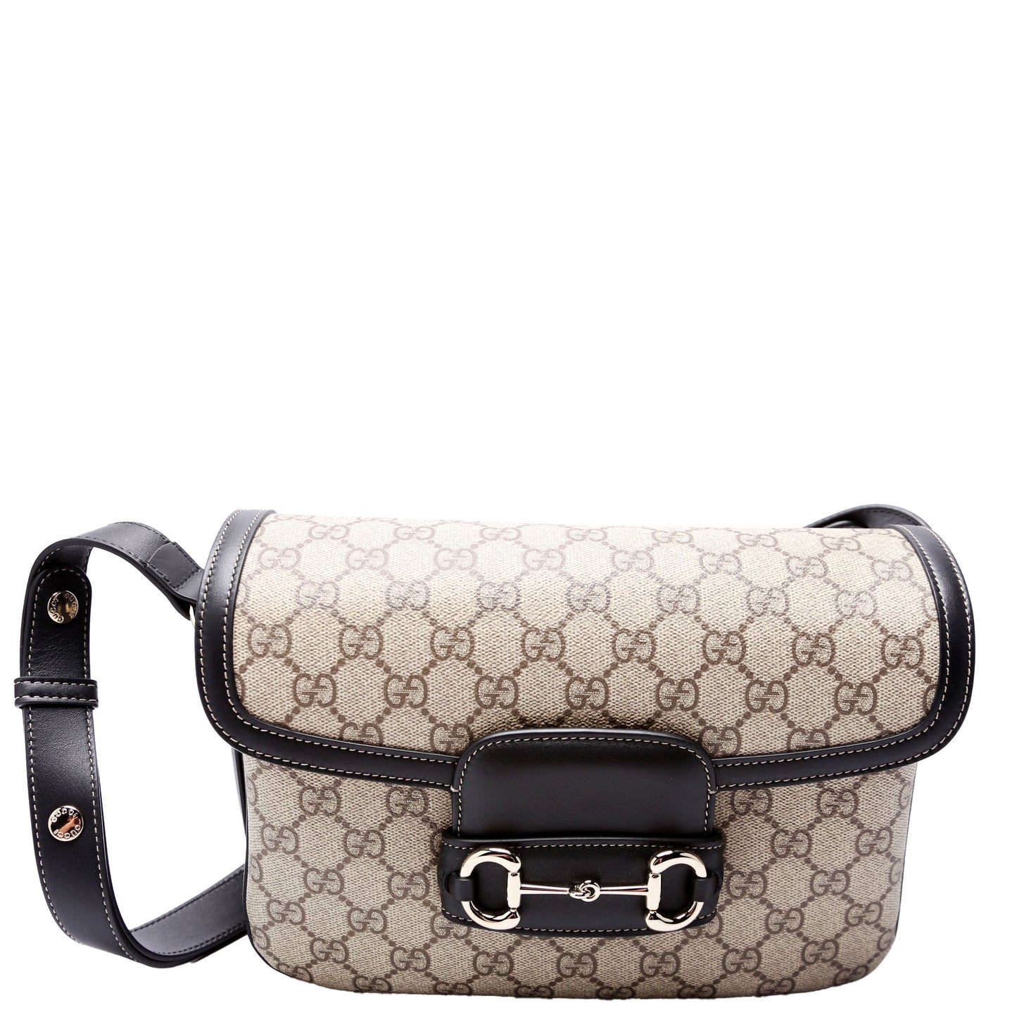 Gucci GG Supreme Horsebit Soft Black Medium Shoulder Bag