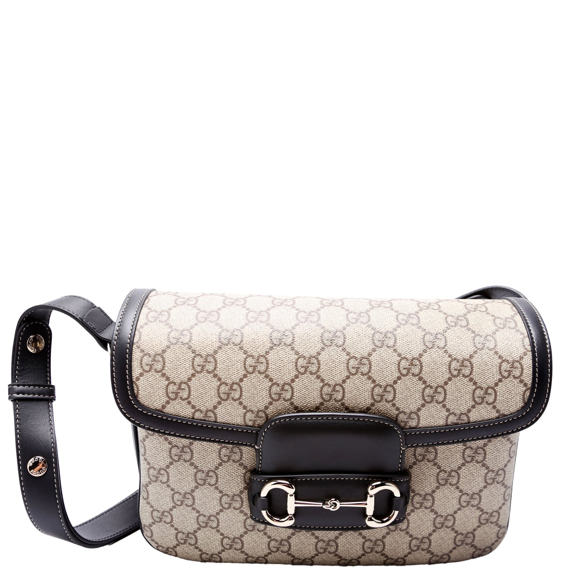 Gucci GG Supreme Horsebit Soft Black Medium Shoulder Bag