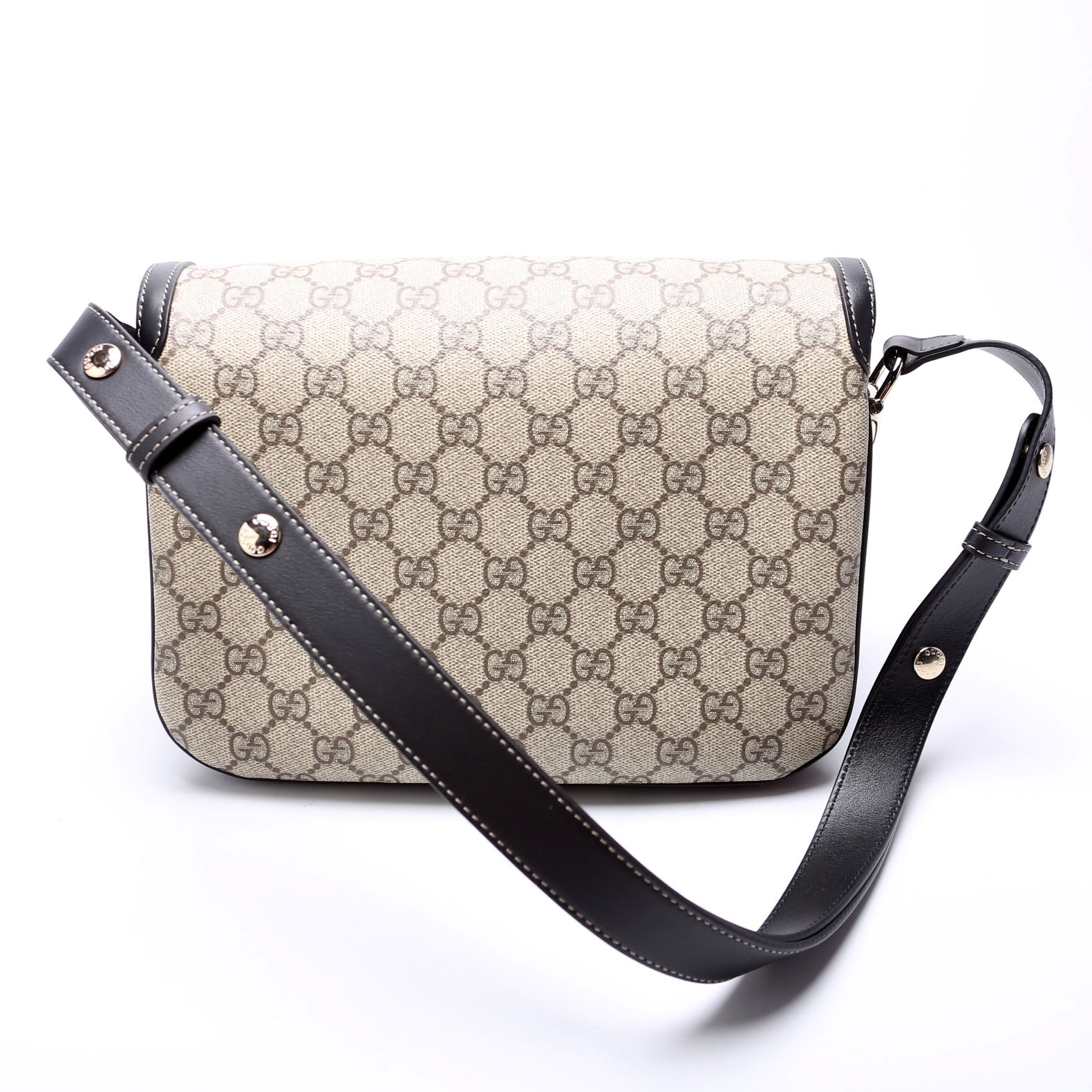 Gucci GG Supreme Horsebit Soft Black Medium Shoulder Bag