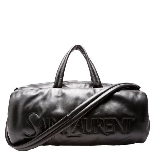 YSL Saint Laurent Saint Laurent Lambskin Debossed Duffle Bag Black Large Travel Bag