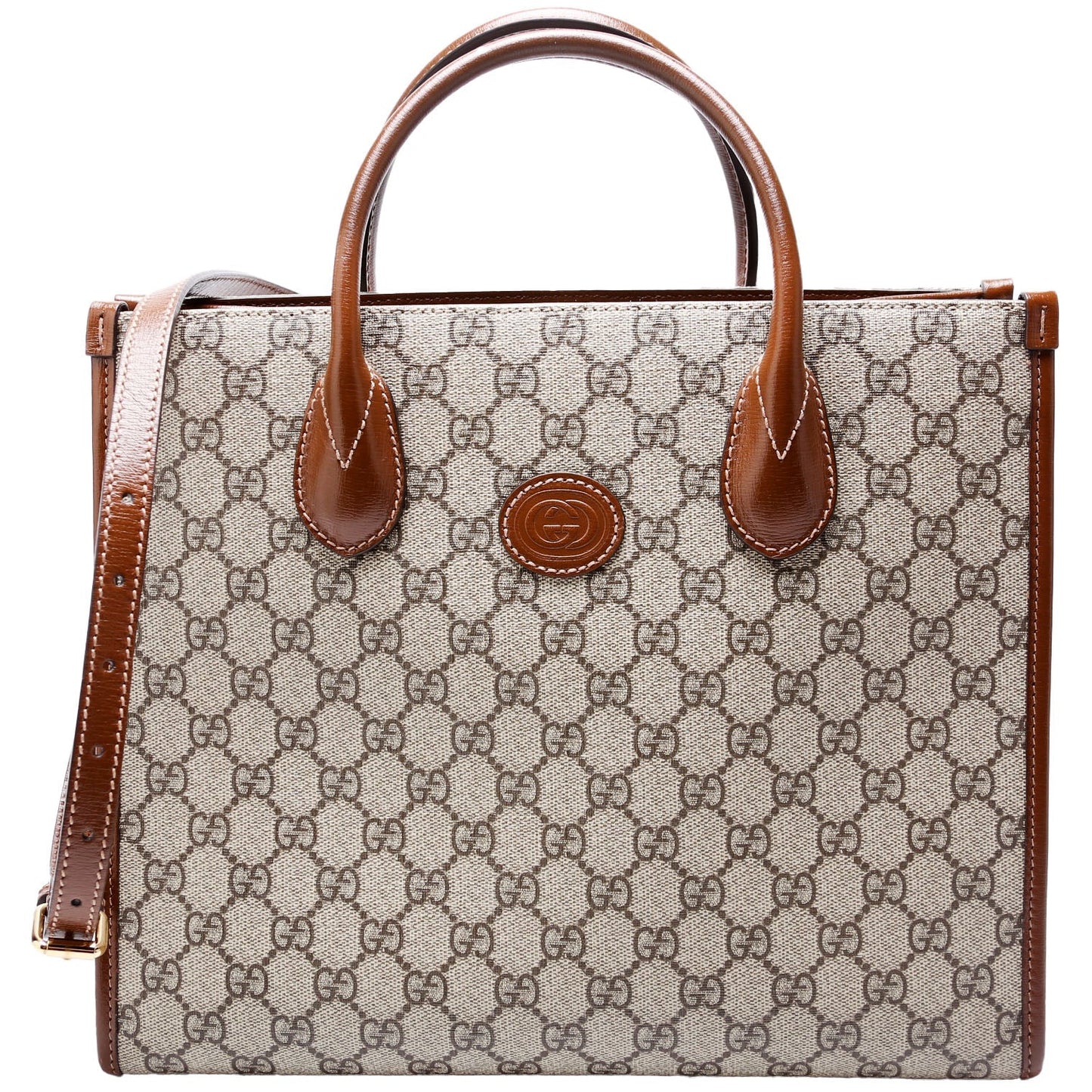Gucci GG Interlocking GG Canvas Brown Small Tote Bag
