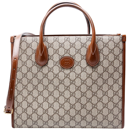 Gucci GG Interlocking GG Canvas Brown Small Tote Bag