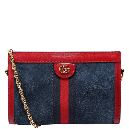 Gucci Ophidia Suede Red Navy Small Shoulder Bag