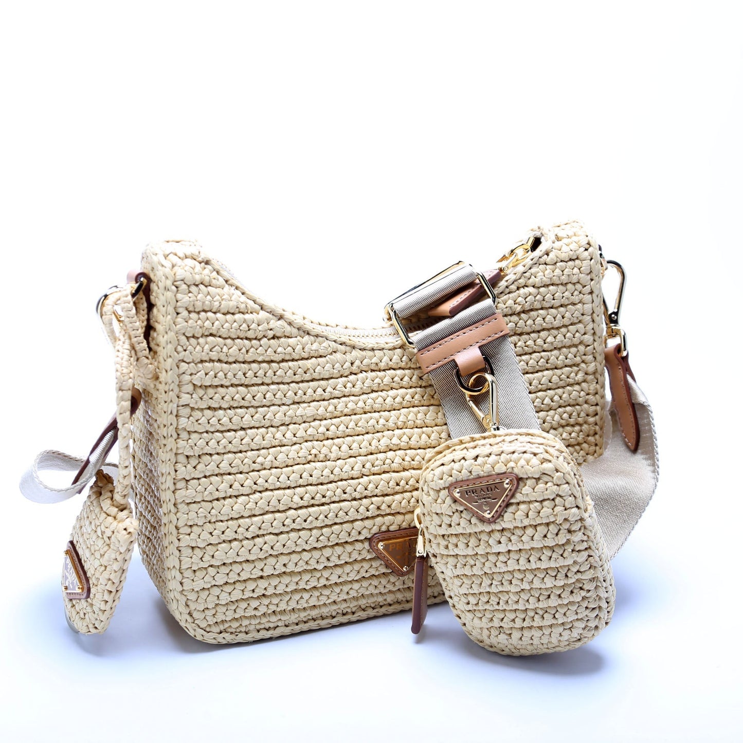 Prada Re Edition Shoulder Bag Raffia Tan