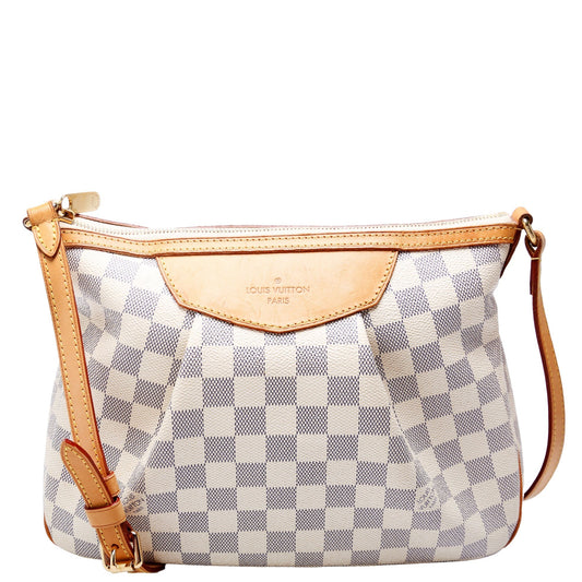 Louis Vuitton Siracusa Azur White Blue PM Damier Handbag