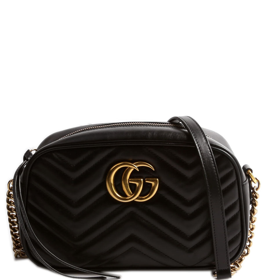 Gucci Marmont Camera Leather Black Small Travel Bag Black 4