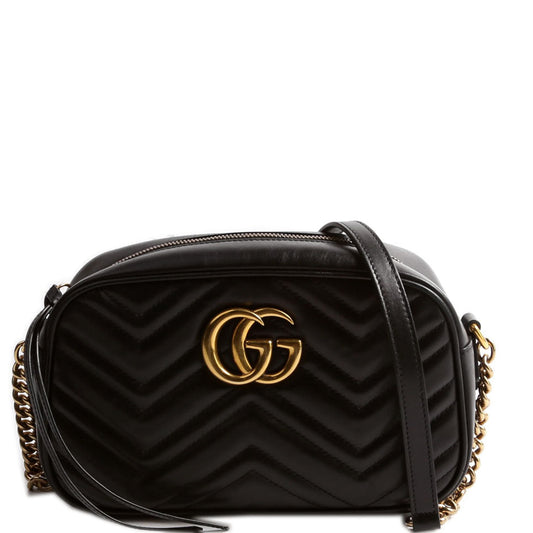 Gucci Marmont Camera Leather Black Small Travel Bag Black 4