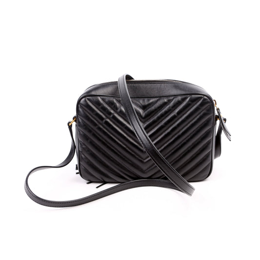 YSL Saint Laurent Lou Camera Bag Quilted Black Travel Bag 612544 Black 4