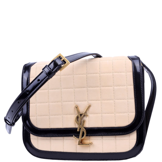 YSL Saint Laurent Saint Laurent Solferino Nubuck Bag Black Beige Travel Bag