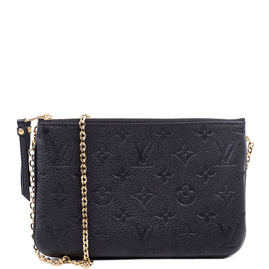 Louis Vuitton Double Zip Pochette Empreinte Black Clutch Bag